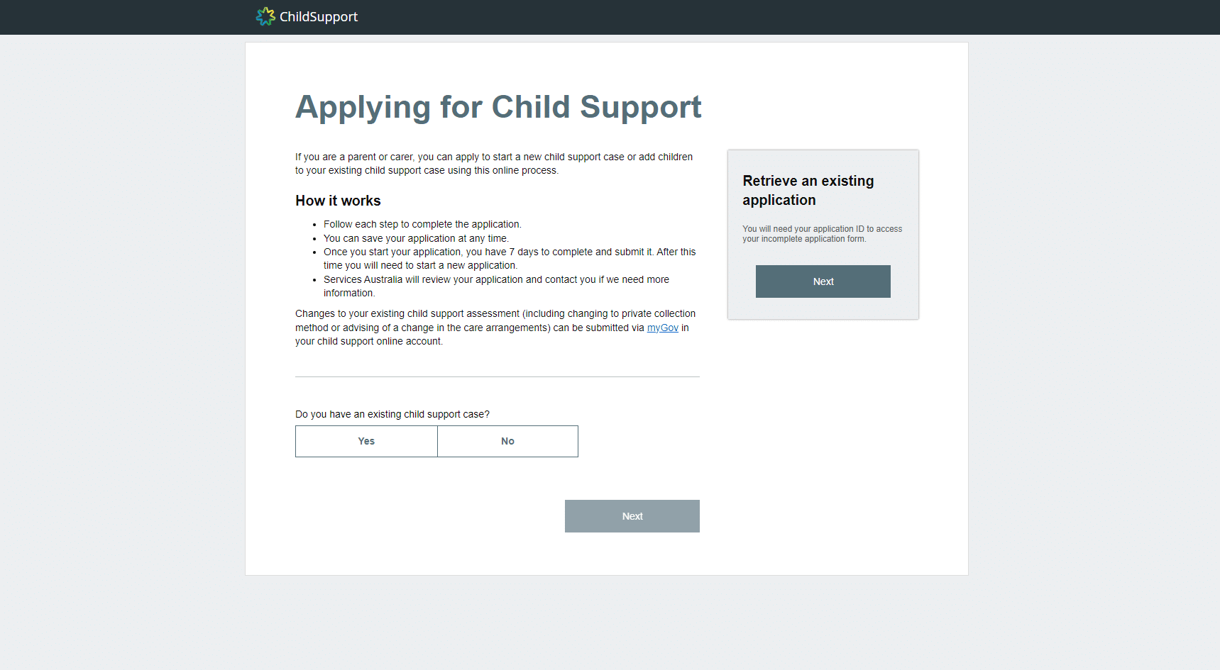 applying for child support