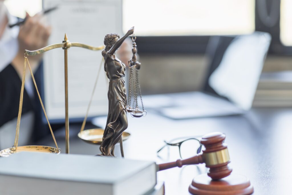 experienced family lawyers brisbane in suit at a family law firm with laptop