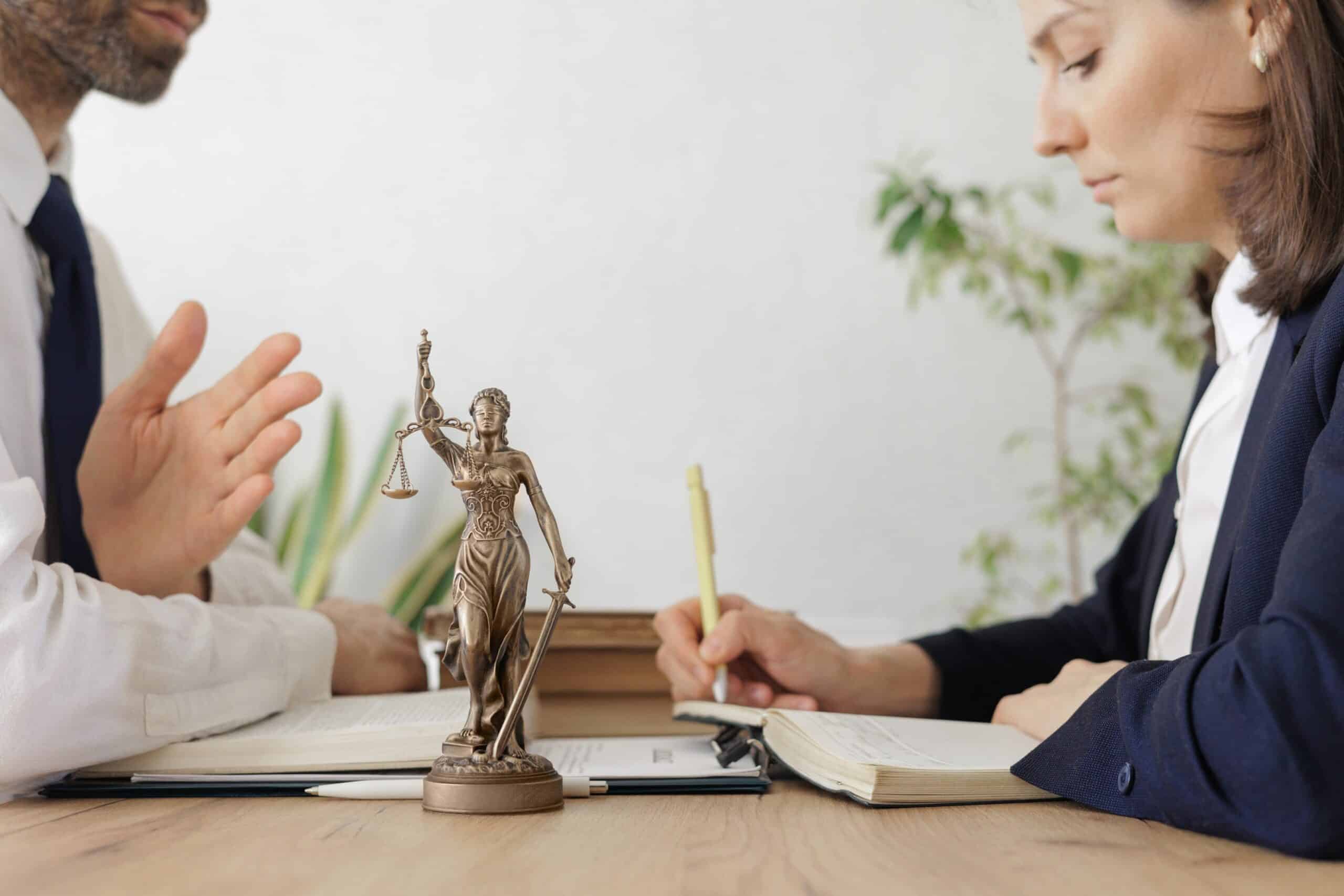 two lawyers or partners check the contract. legal advice in the office or online.