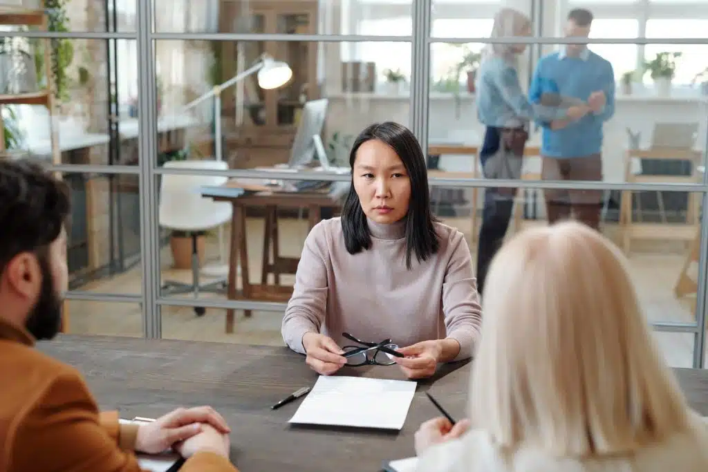 Job interview with three participants.